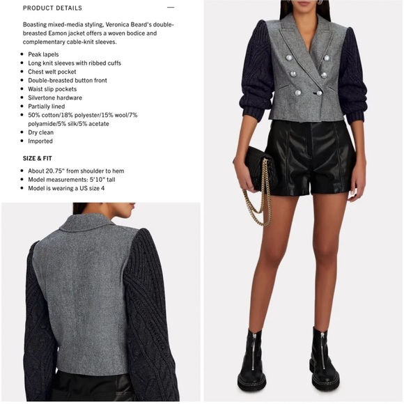 NWT Veronica Beard Eamon mixed media blazer - Picture 4 of 4